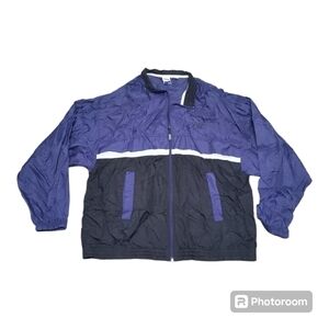 Vintage BIKE Windbreaker Jacket Full Zip Purple Black Mens XL